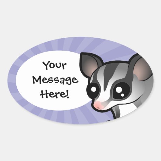 Sticker Ovale Glisseur sucré de dessin animé (Devant)