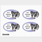 Sticker Ovale Glisseur sucré de dessin animé (Feuille)