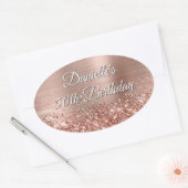 Sticker Ovale Glittery Rose Gold Foil 50e anniversaire (Enveloppe)