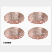 Sticker Ovale Glittery Rose Gold Foil 50e anniversaire (Feuille)