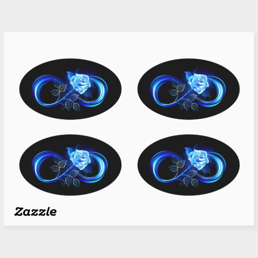 Sticker Ovale Glowing infinity with blue rose (Feuille)