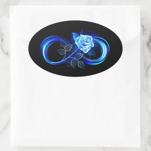 Sticker Ovale Glowing infinity with blue rose (Sac)
