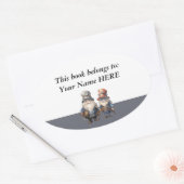 Sticker Ovale Gnomes personnalisés Forêts Travailleurs Ex Libris (Enveloppe)