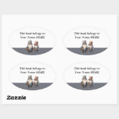 Sticker Ovale Gnomes personnalisés Forêts Travailleurs Ex Libris (Feuille)