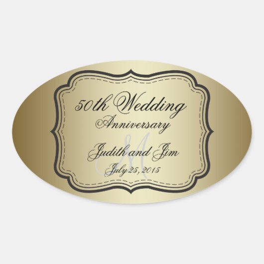 Sticker Ovale Gold 50th Wedding Anniversary (Devant)