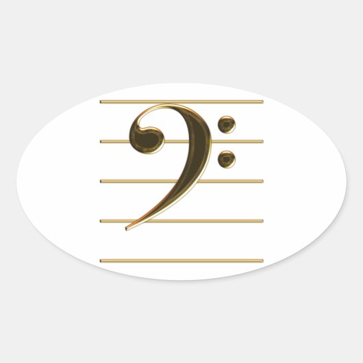 Sticker Ovale Gold Bass Clef Music Note (Devant)