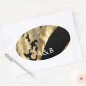 Sticker Ovale Gold & black damask swirl (Enveloppe)