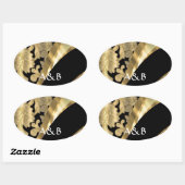 Sticker Ovale Gold & black damask swirl (Feuille)