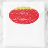 Sticker Ovale Gold Foil Red Glittery Éclats Joyeux Noël (Sac)