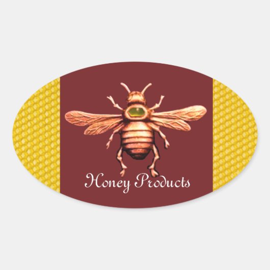 STICKER OVALE GOLD HONEY BEE / BEEKEEPER BEEKEEPER (Devant)
