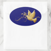 Sticker Ovale Gold Noël colombe de la paix christian évènement b (Sac)