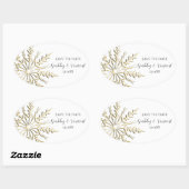 Sticker Ovale Gold Snowflake Mariage d'hiver Enregistrer la date (Feuille)