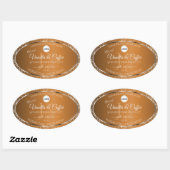 Sticker Ovale Golden Brown Logo Initiales Parties scintillant Pr (Feuille)