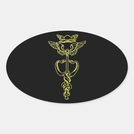 Sticker Ovale Golden Caduceus (Devant)