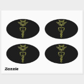 Sticker Ovale Golden Caduceus (Feuille)
