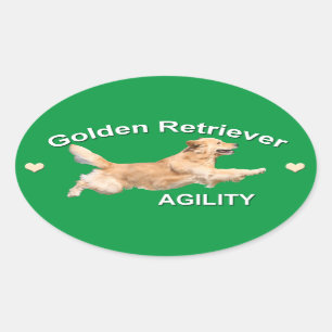 Sticker Ovale Golden Retriever Agility Decal