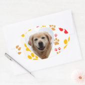 Sticker Ovale Golden Retriever Chien Coeurs Pâtes Imprimer (Enveloppe)