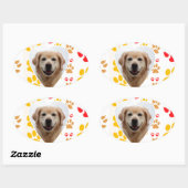 Sticker Ovale Golden Retriever Chien Coeurs Pâtes Imprimer (Feuille)