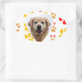 Sticker Ovale Golden Retriever Chien Coeurs Pâtes Imprimer (Sac)