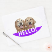Sticker Ovale Golden Retriever Hello (Enveloppe)