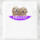 Sticker Ovale Golden Retriever Hello (Sac)