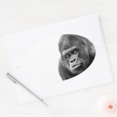 Sticker Ovale Gorille noire blanche (Enveloppe)
