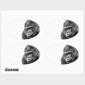 Sticker Ovale Gorille noire blanche (Feuille)