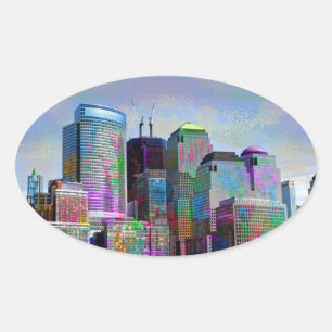 Sticker Ovale Graffiti cool plaques aquarelles New York