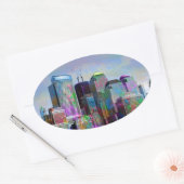 Sticker Ovale Graffiti cool plaques aquarelles New York (Enveloppe)