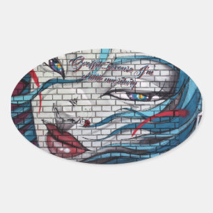 Sticker Ovale Graffiti de fille asiatique