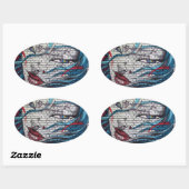 Sticker Ovale Graffiti de fille asiatique (Feuille)