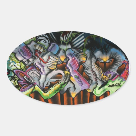 Sticker Ovale graffiti de Taïwan, Taipei, Taïwan (Devant)