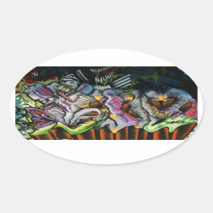 Sticker Ovale graffiti de Taïwan, Taipei, Taïwan