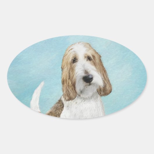Sticker Ovale Grand Basset Griffon Vendeen - Art Chien original (Devant)