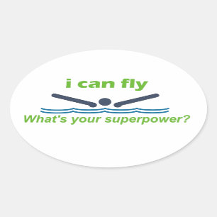 Sticker Ovale Grand cadeau pour le nageur de course de papillon