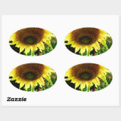Sticker Ovale Grand tournesol jaune (Feuille)