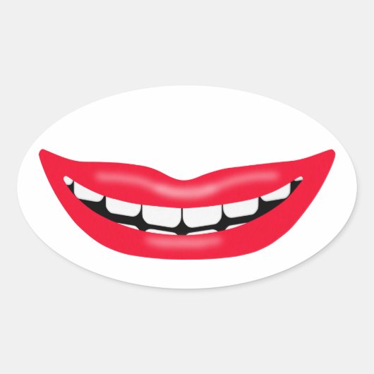 Sticker Ovale Grande bouche souriante heureuse (Devant)