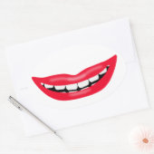 Sticker Ovale Grande bouche souriante heureuse (Enveloppe)