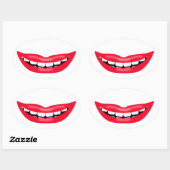 Sticker Ovale Grande bouche souriante heureuse (Feuille)