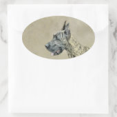 Sticker Ovale Grande Danse (Brindle) Peinture - Art Chien origin (Sac)
