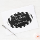 Sticker Ovale Grandes bandes noires et blanches maison (Enveloppe)