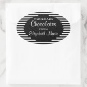 Sticker Ovale Grandes bandes noires et blanches maison (Sac)