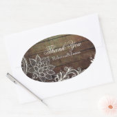 Sticker Ovale grange de campagne moderne dentelle de bois mariag (Enveloppe)