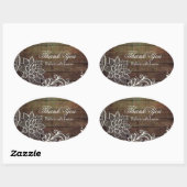 Sticker Ovale grange de campagne moderne dentelle de bois mariag (Feuille)