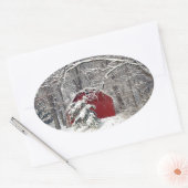 Sticker Ovale Grange rouge dans la neige 2011 (Enveloppe)