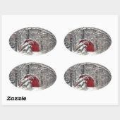 Sticker Ovale Grange rouge dans la neige 2011 (Feuille)