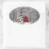 Sticker Ovale Grange rouge dans la neige 2011 (Sac)