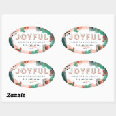 Sticker Ovale Graphique abstrait moderne rouge, rose + vert joye (Feuille)