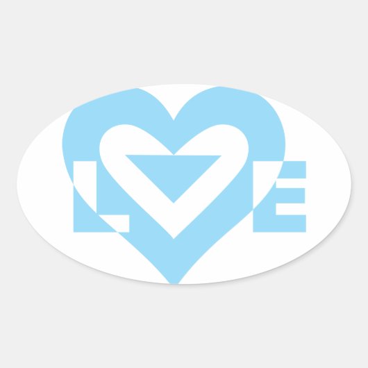Sticker Ovale Graphique d'amour cool, Bleu (Devant)