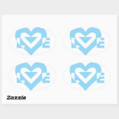 Sticker Ovale Graphique d'amour cool, Bleu (Feuille)